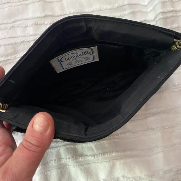 VINTAGE 1950s Pappagallo BLACK Satin Evening Tension Clutch Bag Purse - Picture 6 of 6